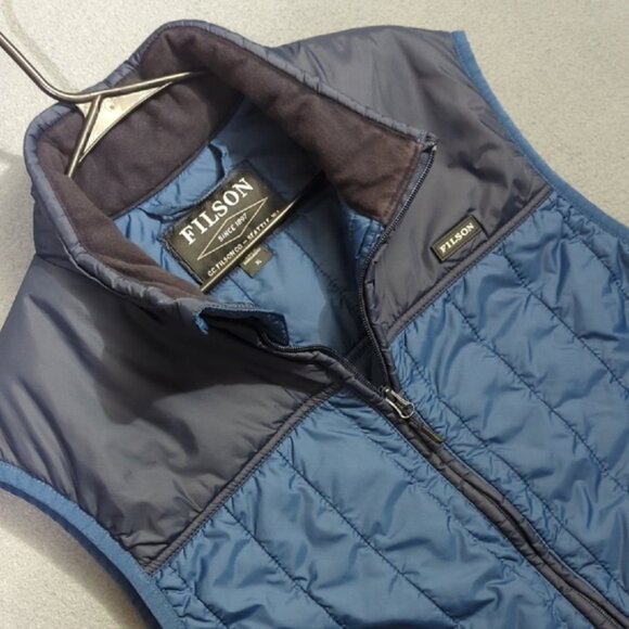 Filson Ultralight Vest Men's XL Blue Wing Captain Quilted Full Zip Nylon Outdoor